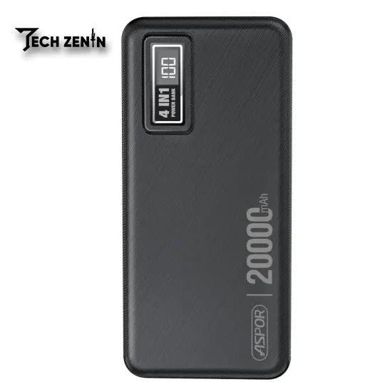 Aspor A301 Power Bank | 20W Fast Charging, Built-in 4 Cables, High Capacity Portable Charger