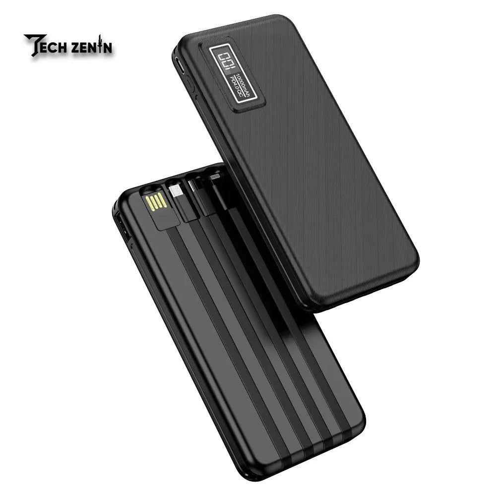 Aspor A301 Power Bank | 20W Fast Charging, Built-in 4 Cables, High Capacity Portable Charger