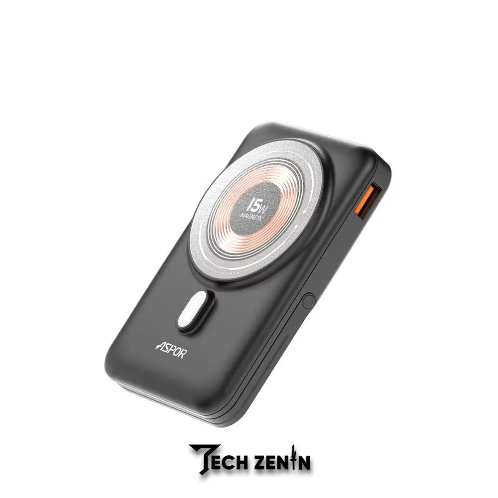 Aspor A327 10,000mAh Power Bank | 22.5W Fast Charging, MagSafe Wireless, Built-in Cables & Kickstand