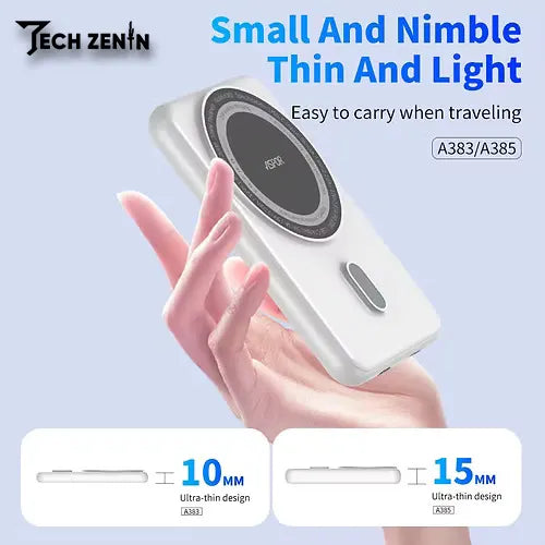 Aspor A385 Power Bank | 10,000mAh Magnetic Portable Charger with 20W Fast Charging & 15W Wireless