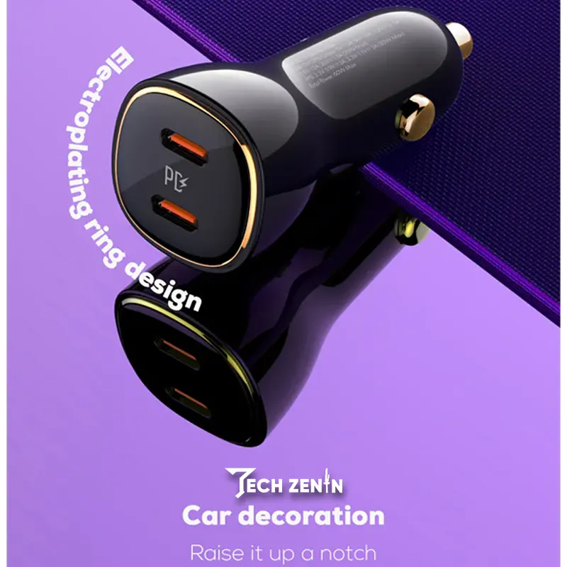 Ldnio C104 60W Dual Type-C Super Fast Car Charger | Dual PD Ports