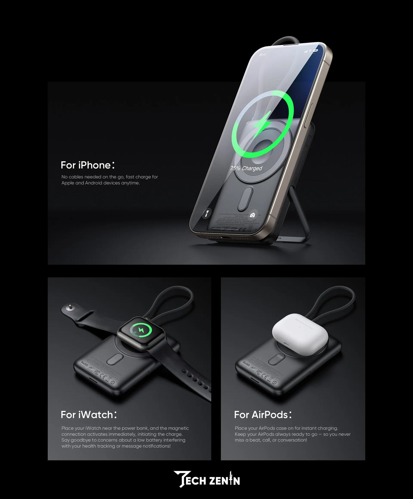 McDodo MC-1811 10000mAh 20W MagSafe Power Bank ā Black