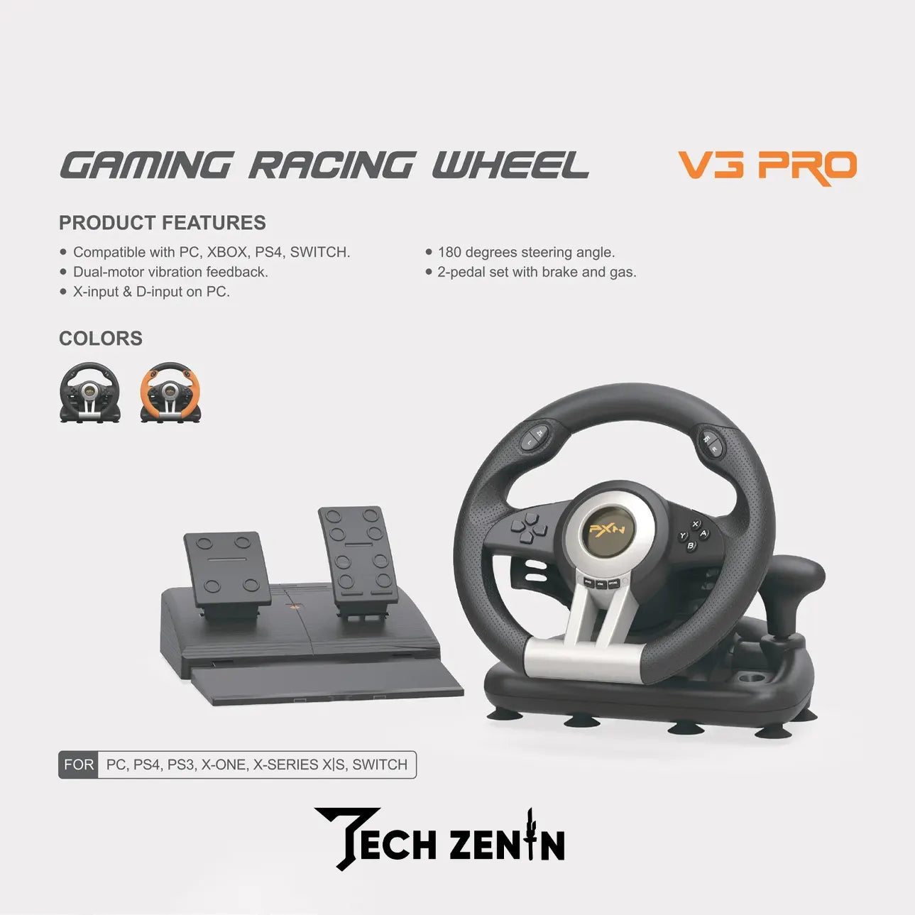 ๐ฎ PXN V3 Pro Gaming Steering Wheel with Pedals, Shifter & Paddle Shifters