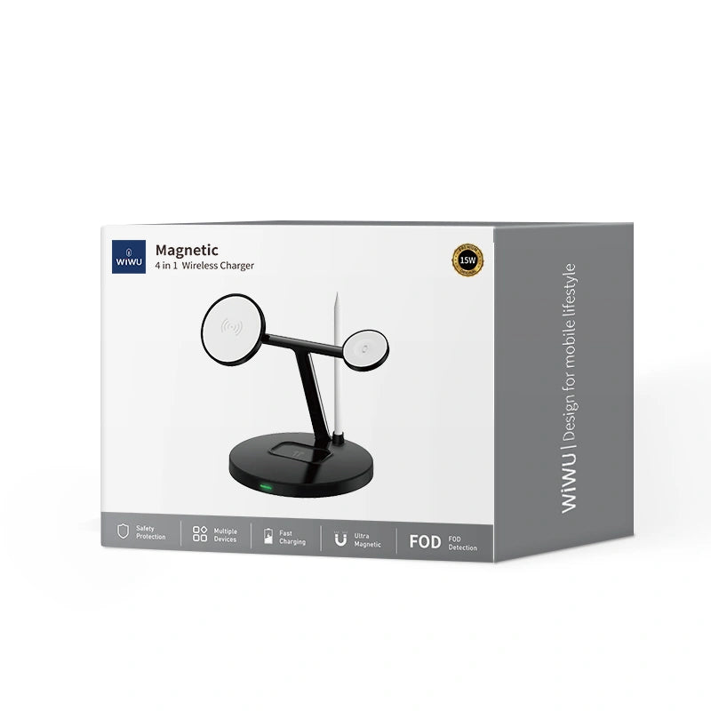 ⚡ WIWU WI-W032 Magnetic 4-in-1 Cableless Wireless Charger