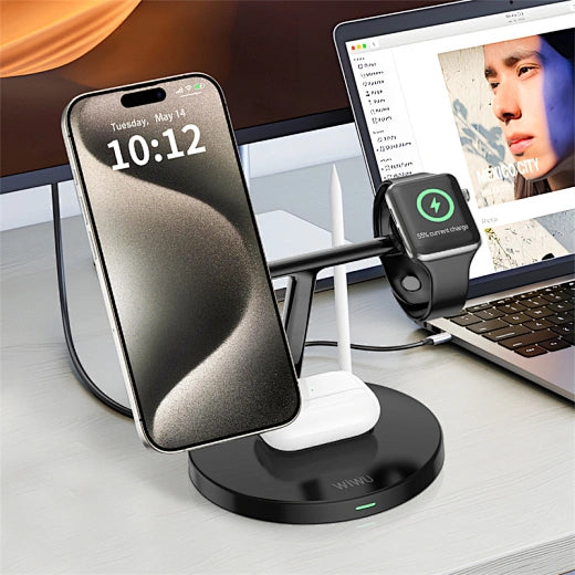 ⚡ WIWU WI-W032 Magnetic 4-in-1 Cableless Wireless Charger