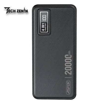 Aspor A301 Power Bank | 20W Fast Charging, Built-in 4 Cables, High Capacity Portable Charger