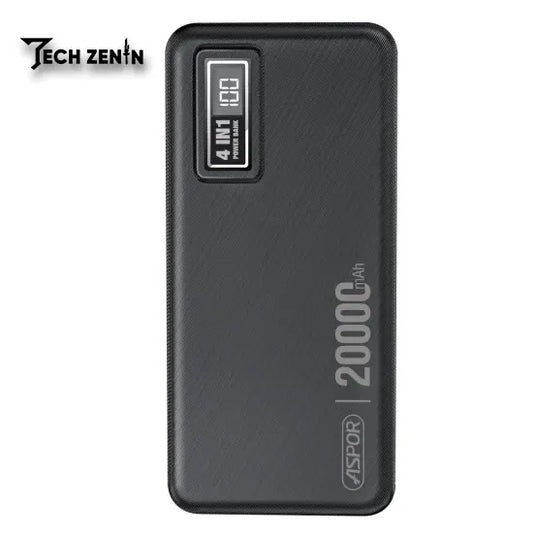 Aspor A301 Power Bank | 20W Fast Charging, Built-in 4 Cables, High Capacity Portable Charger