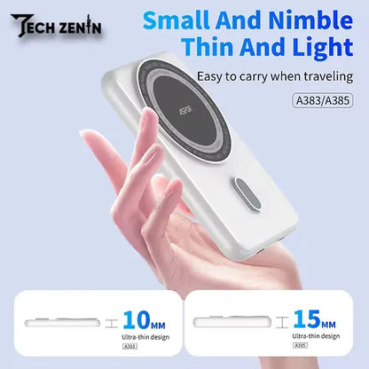 Aspor A385 Power Bank | 10,000mAh Magnetic Portable Charger with 20W Fast Charging & 15W Wireless