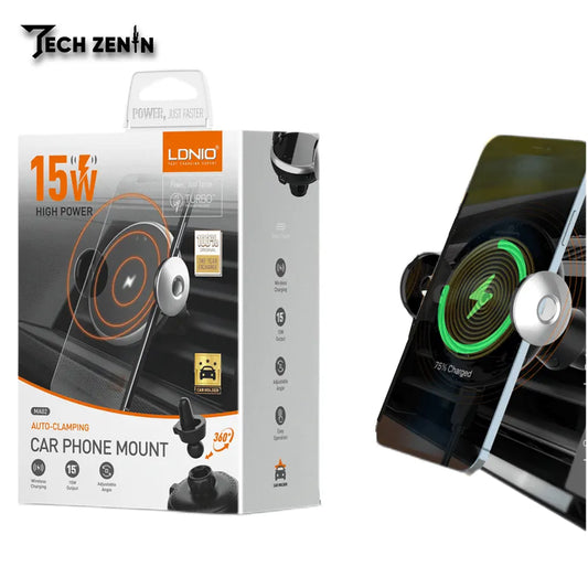 LDNIO MA02 15W Fast Car Wireless Charger Stand | Adjustable & Secure Hold