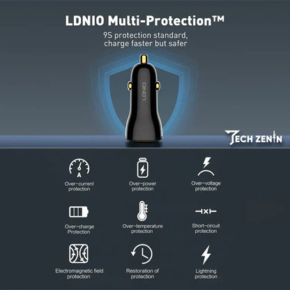 Ldnio C104 60W Dual Type-C Super Fast Car Charger | Dual PD Ports