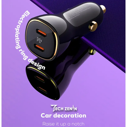 Ldnio C104 60W Dual Type-C Super Fast Car Charger | Dual PD Ports