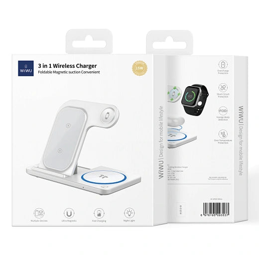 ⚡ WIWU Wi-W020 Folding 3-in-1 15W Magnetic Wireless Charger